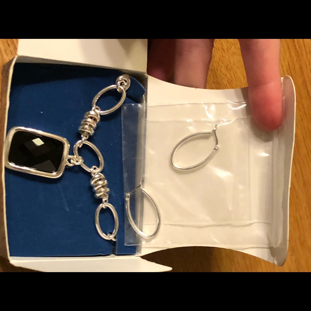 Faceted Rectangular Pendant Necklace Gift Set